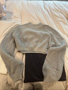 Nordstrom Cropped Chunky Knit Sweater - Light Gray